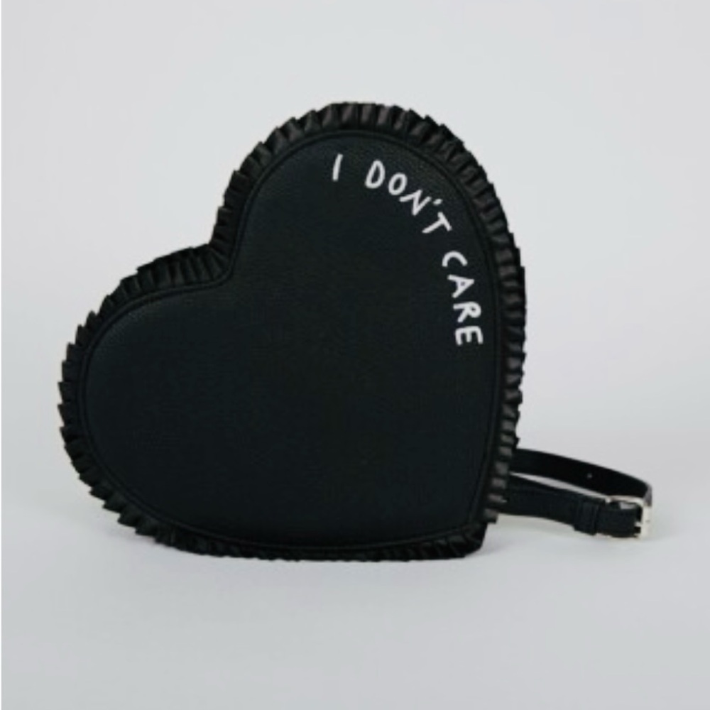 Lazy Oaf Black Heart Crossbody with Pink Lining, like new condition